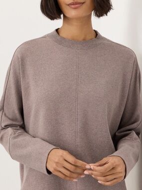 Women's Deep Taupe Heather Airplane Long Sleeve Tunic M/L
